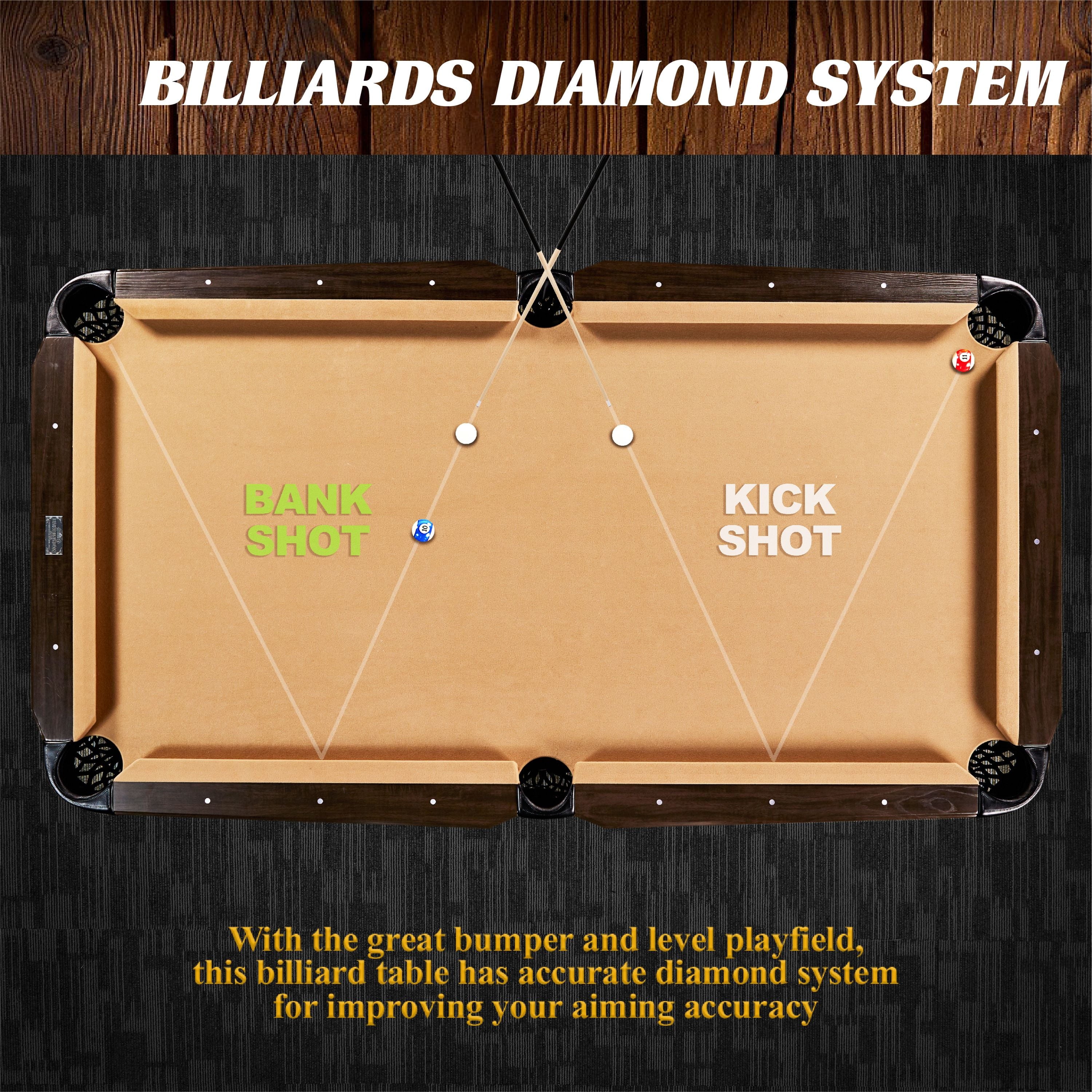 7.5 Ft Billiard Pool Table with Cue Rack, Dartboard, and Game Accessories, Tan, by