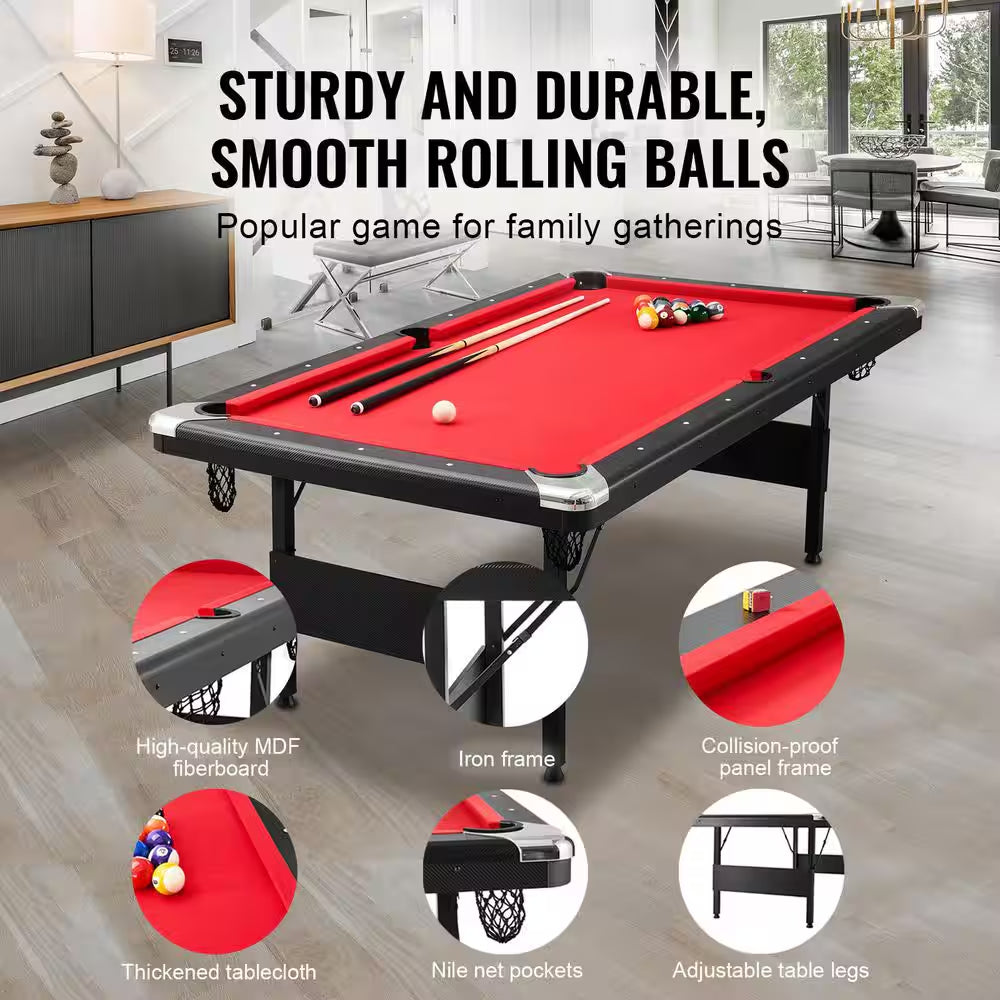 Billiards Table, 7 Ft. Pool Table, Portable Foldable Space-Saving Table, Billiard Table Set Includes Balls, Cues, Chalks