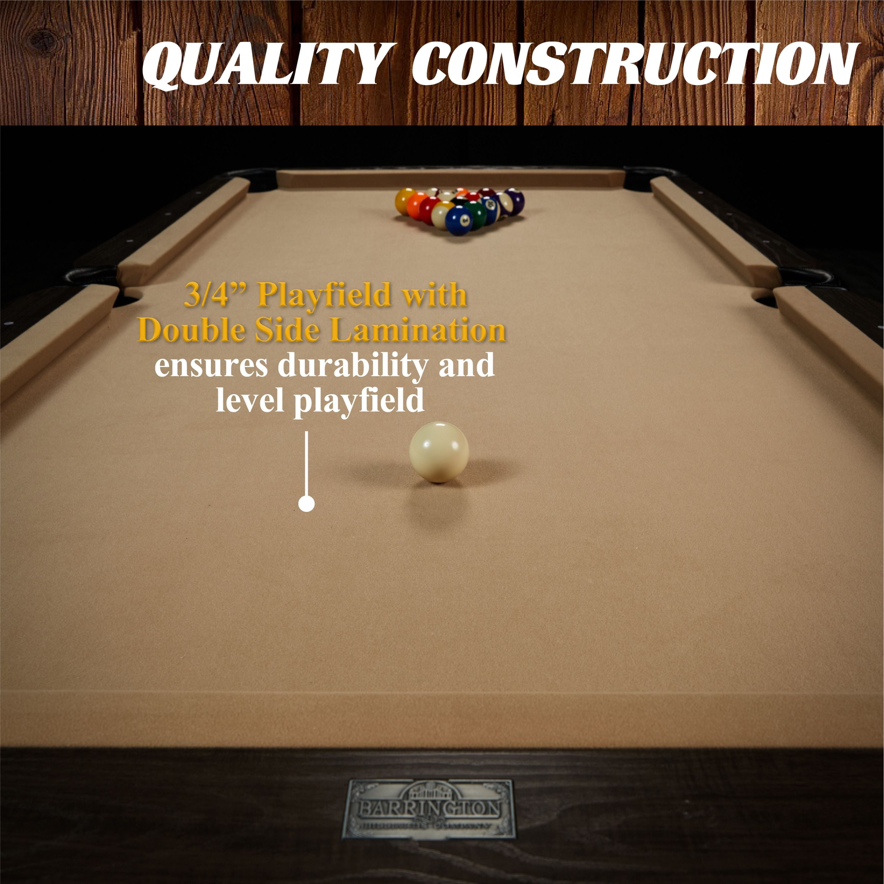 7.5 Ft Billiard Pool Table with Cue Rack, Dartboard, and Game Accessories, Tan, by