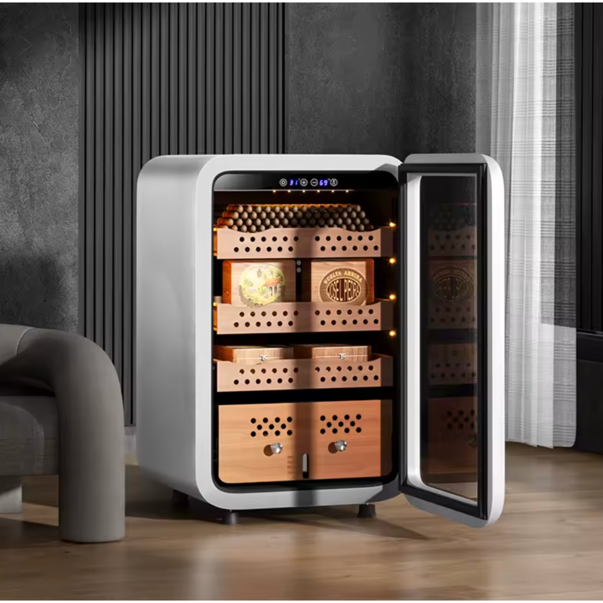 Nighthawk EmberGuard Smart Cigar Humidor Cabinet